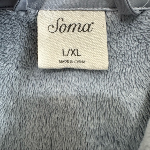 Soma Plush Blue/Gray Embossed Leopard Print Robe Belted Lounge Cozy Size L/XL - Picture 9 of 10